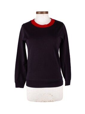 DRIES VAN NOTEN Black Cotton Red Neckline Sweatshirt Sz XS